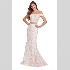 Mon Cheri Elle Wilde Long Formal Ivory Dress